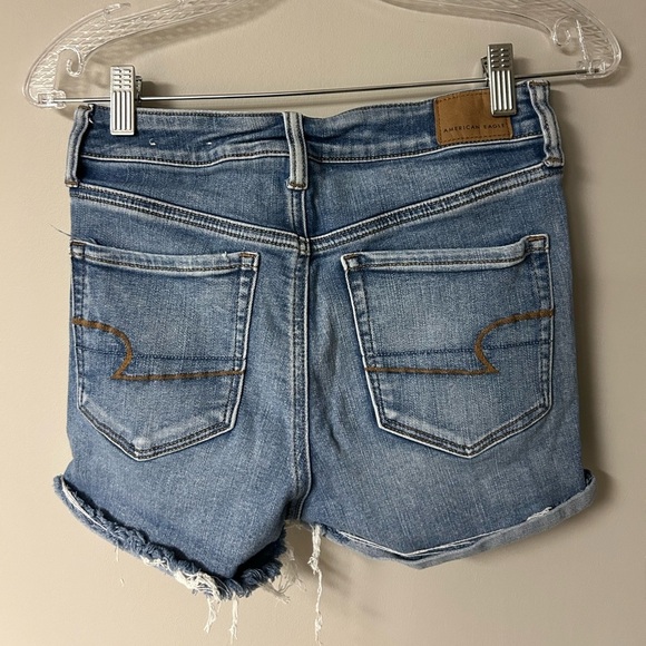 American Eagle Hi-Rise Shortie Ripped Jean Shorts - Picture 2 of 4